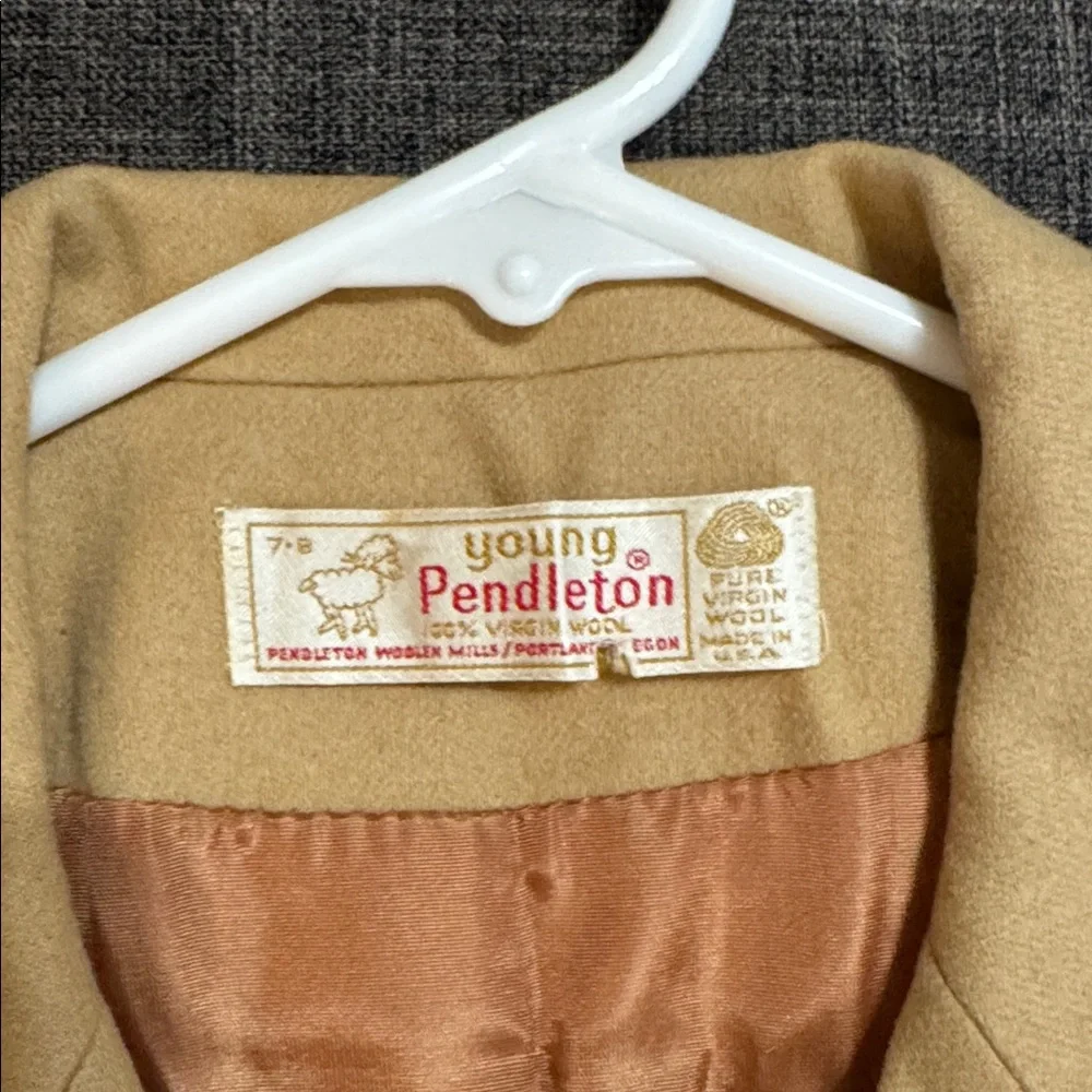 ⭐ Vintage Young Pendleton Kids Wool Blazer – Camel Tan – Size 7/8 – Made in USA